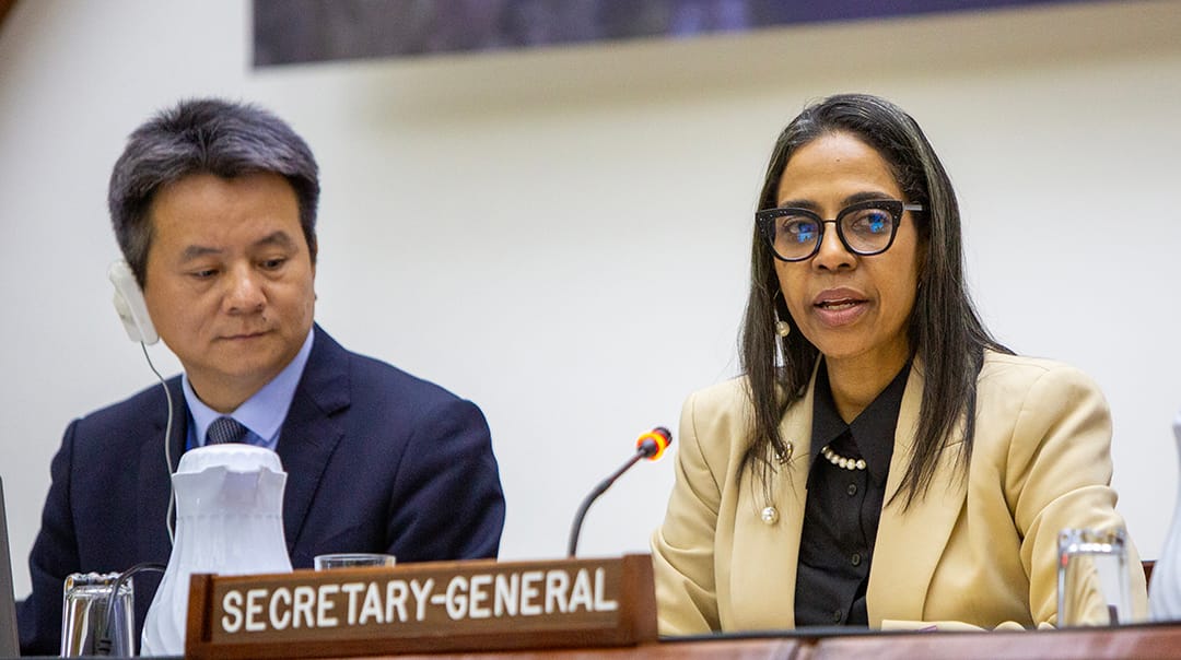 Photo of International Seabed Authority Secretary General Leticia de Carvalho (right of photo)