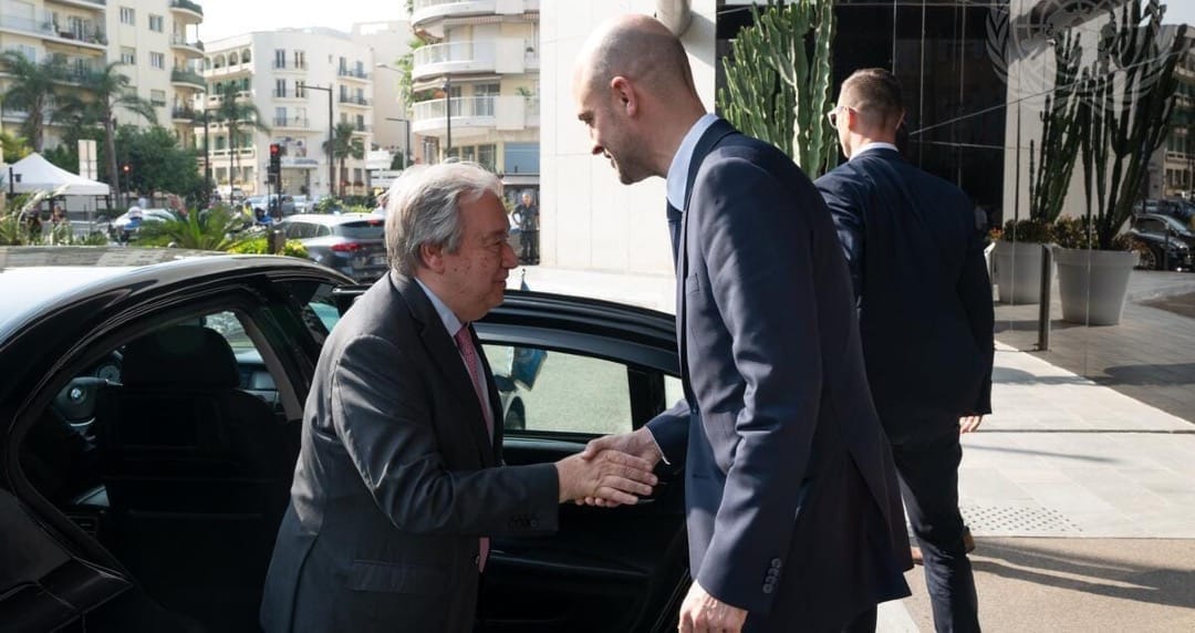 UN Secretary-General Antonio Gutteres arriving for UNOC3 in Nice, France. Source: UN Photo/Evan Schneider