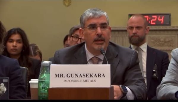 Impossible Metals CEO, Oliver Gunasekara, making the case for deep sea mining at a congressional hearing in the US capital on 29 April, 2025.